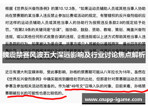 魏震禁赛风波五大深远影响及行业讨论焦点解析